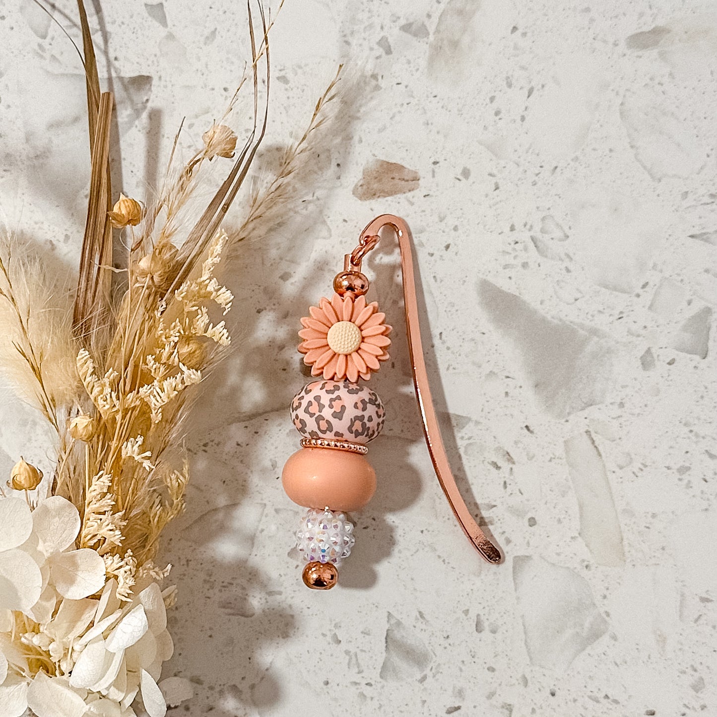 Silicone Bead Book Mark | Peach Daisy