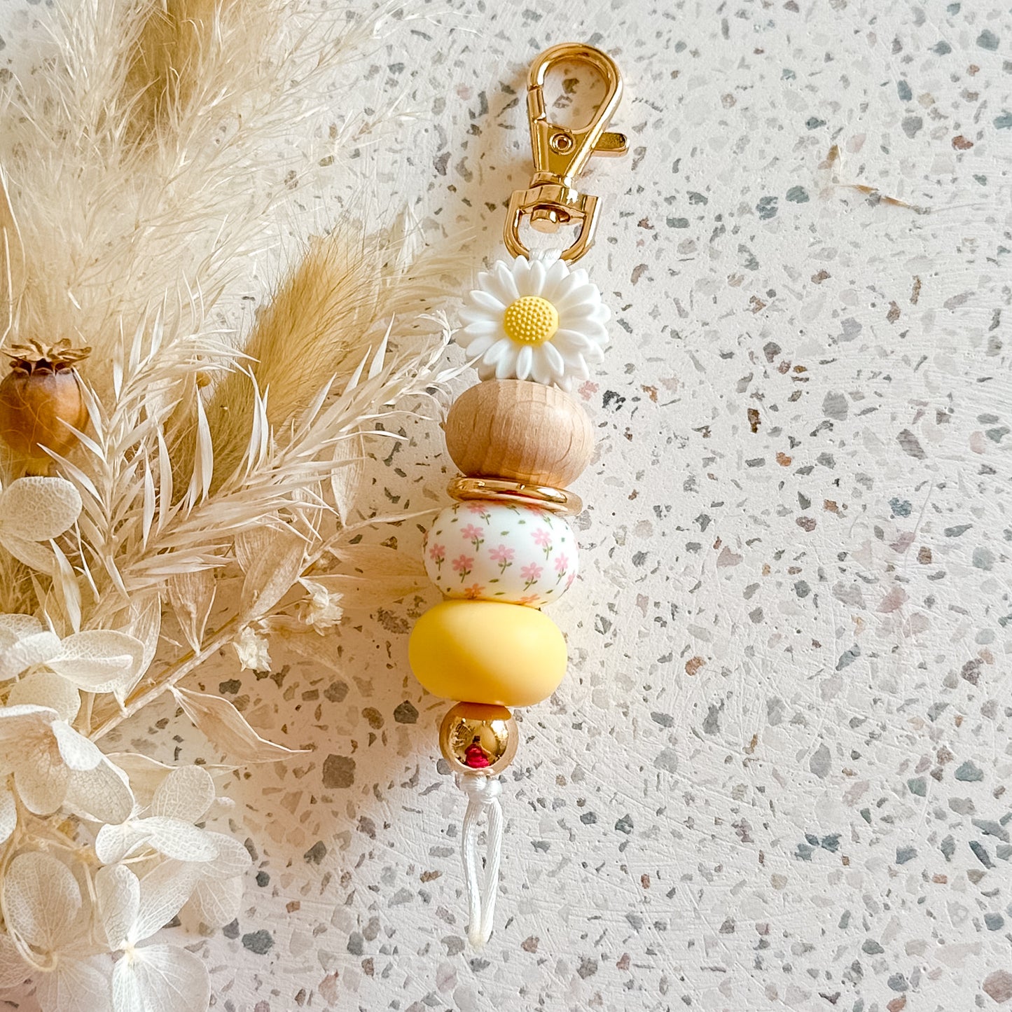 Harmony Keyring | White Daisy | Custard