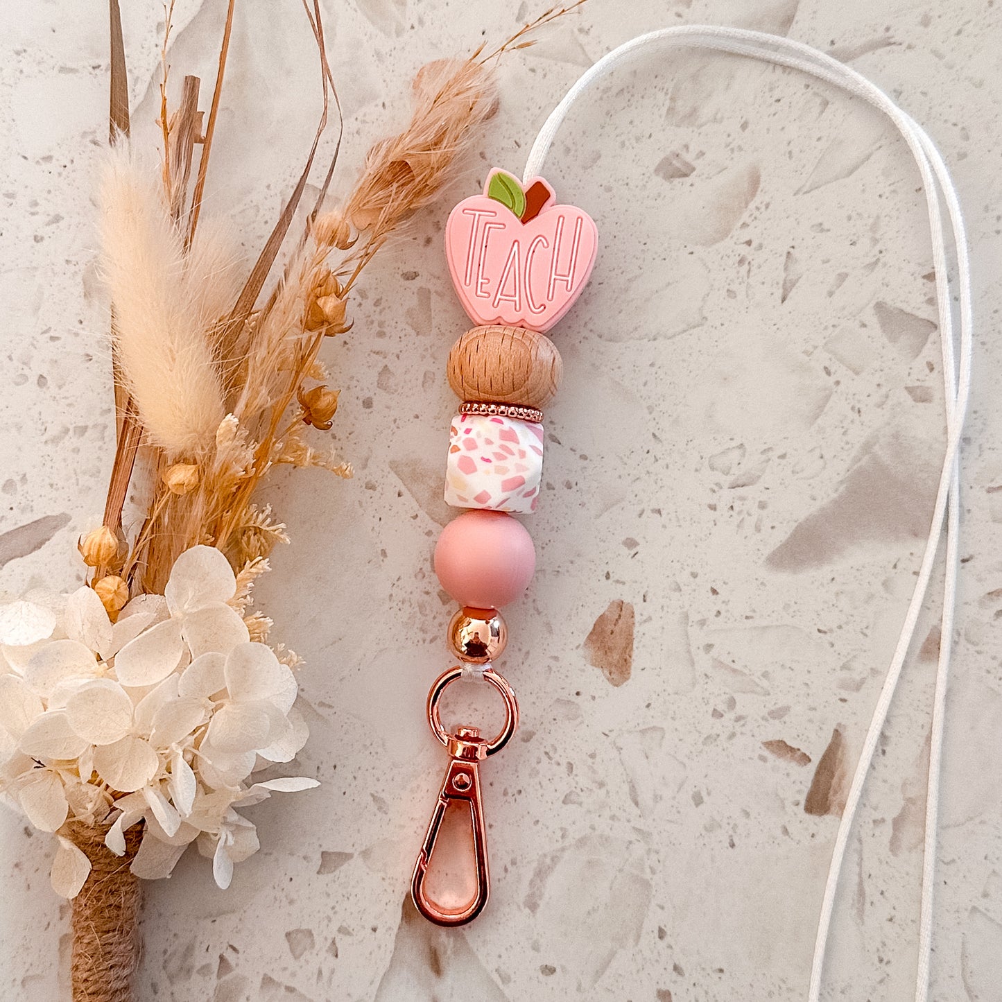 Teach Apple Lanyard | Pink