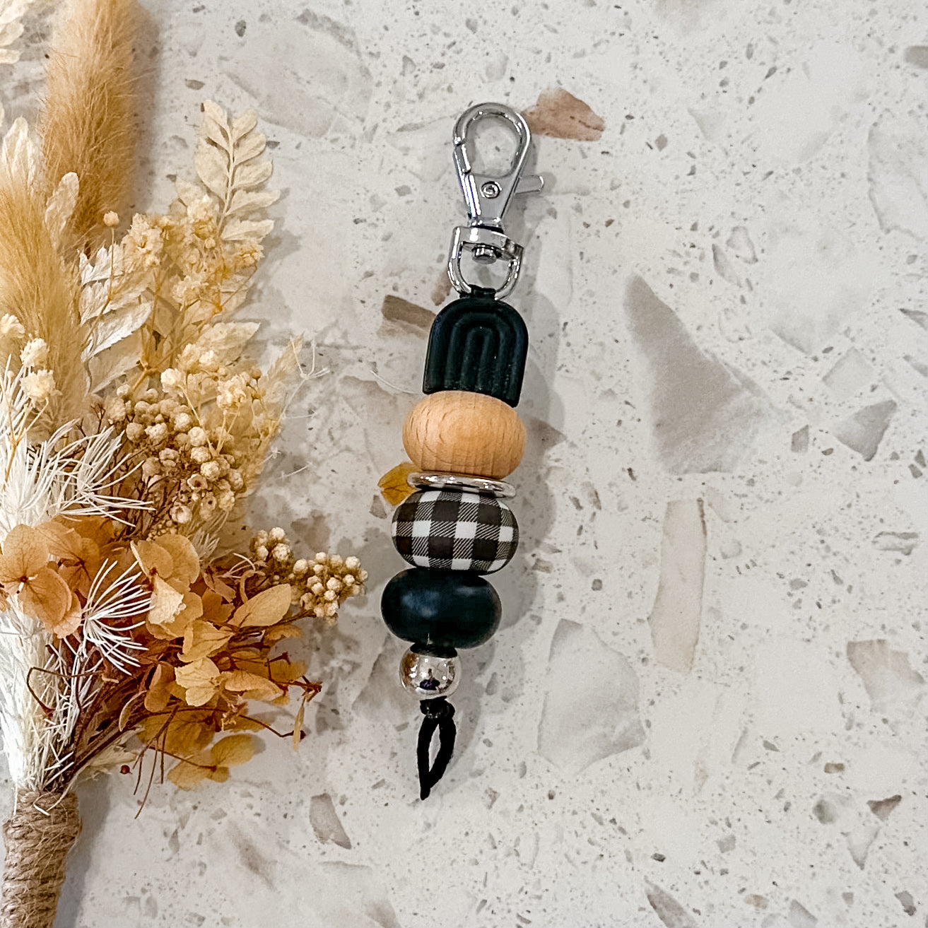 Arch Keyring | Black Gingham