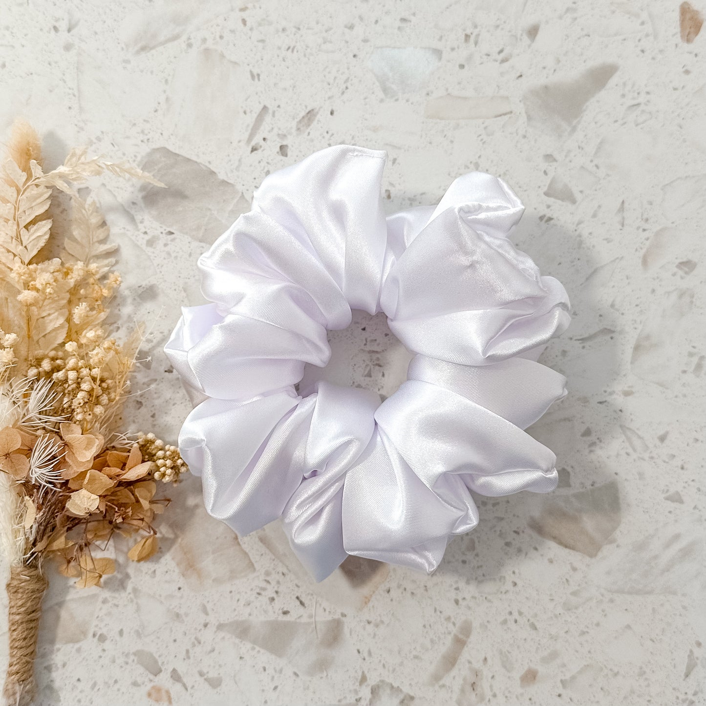 Luxe Satin Scrunchies | White