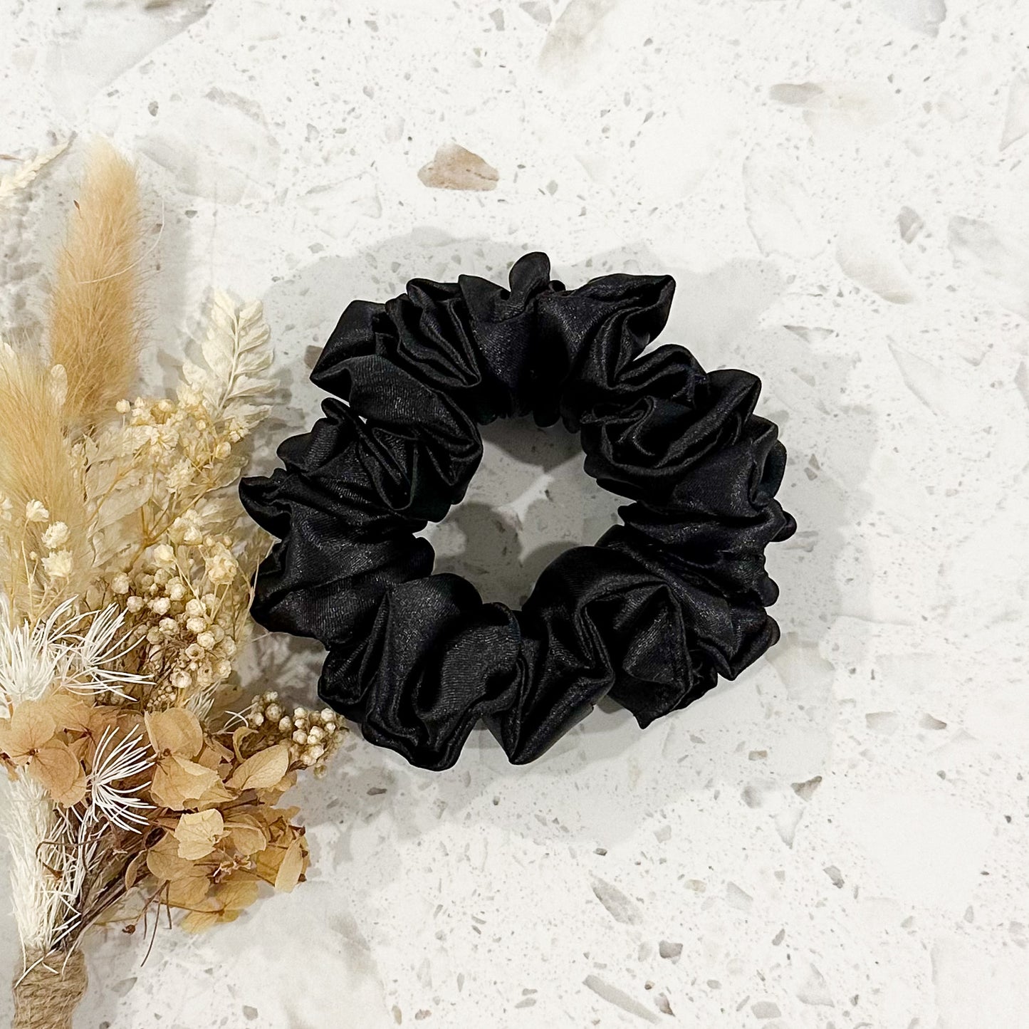 Satin Mini Scrunchies | Black
