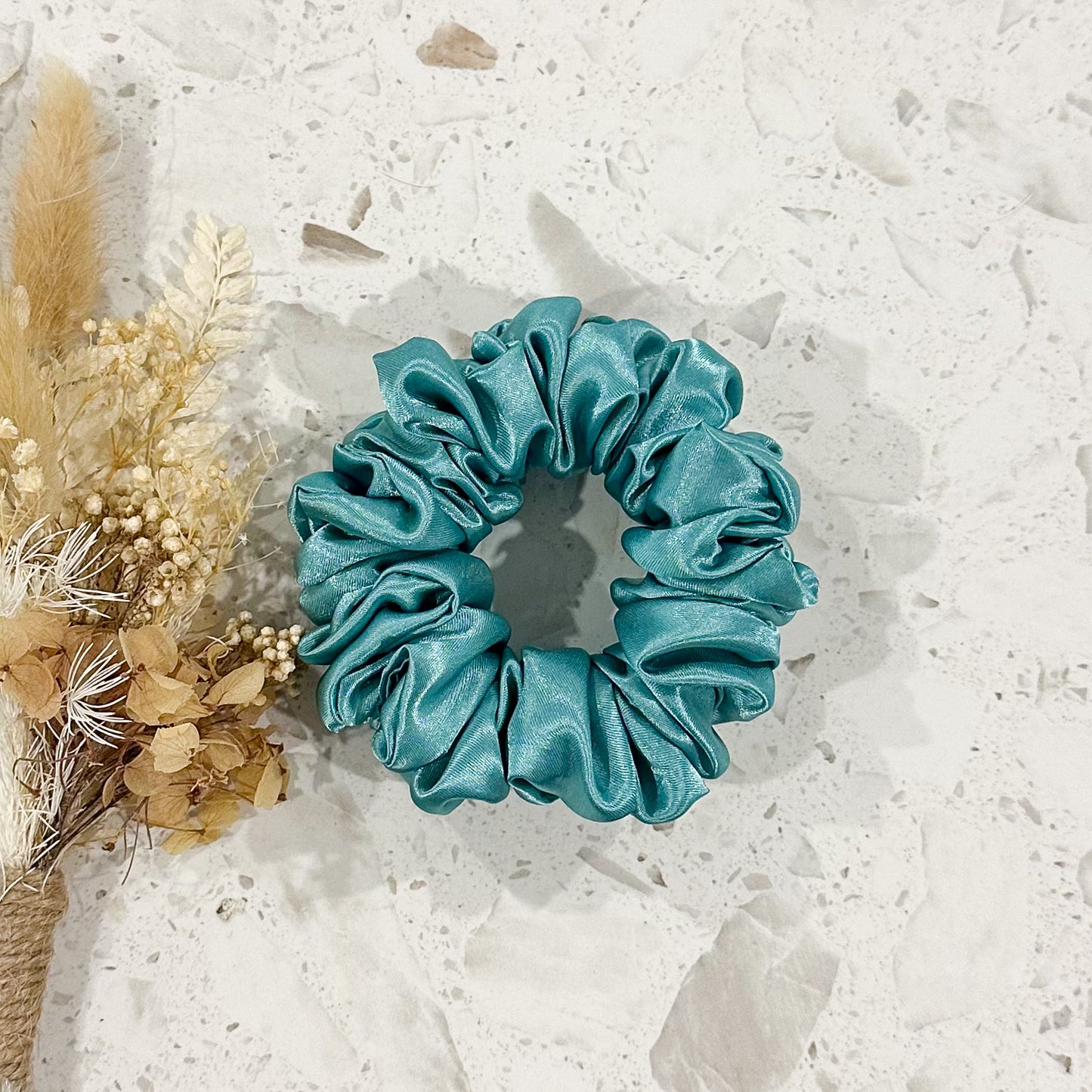 Satin Mini Scrunchies | Dark Mint