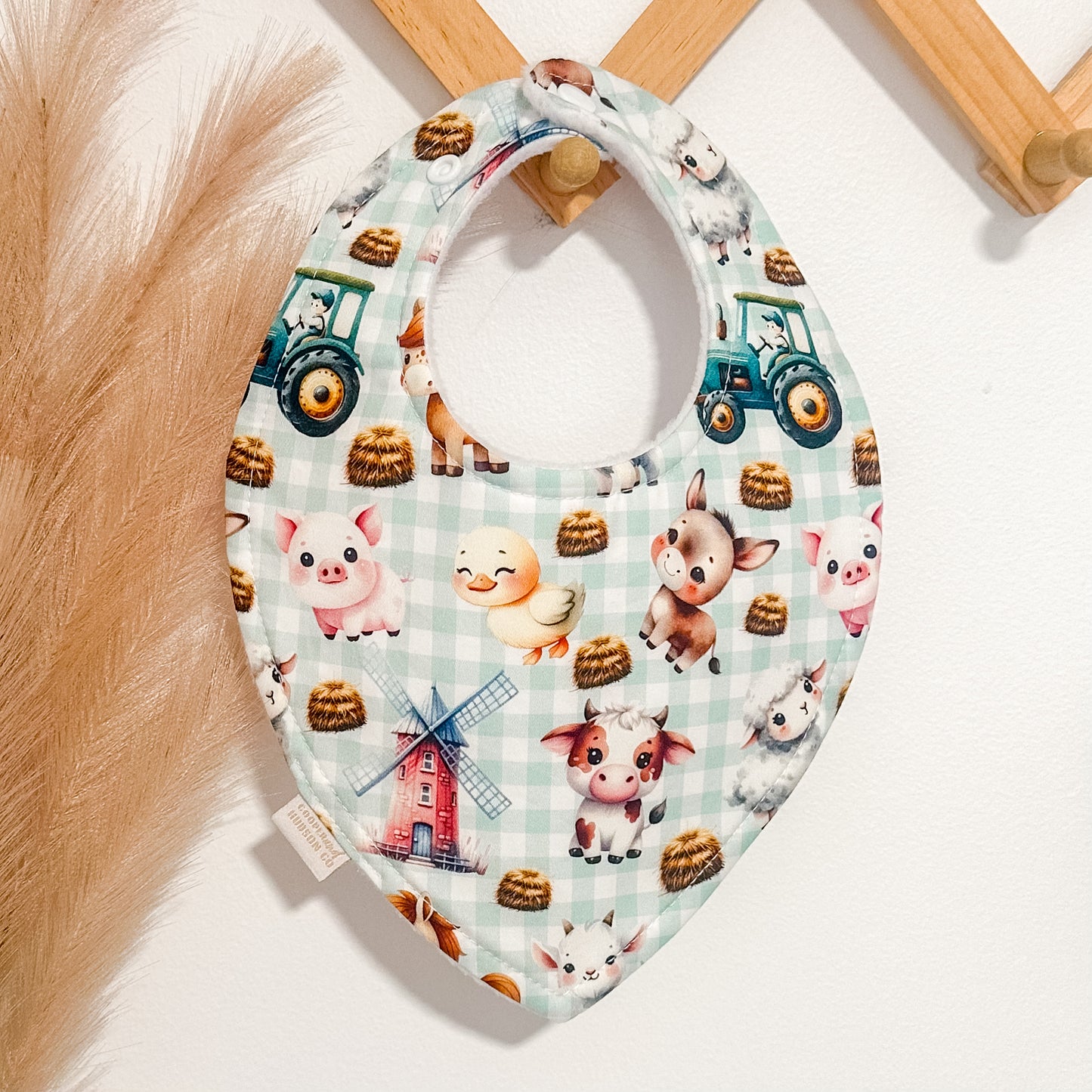 Cute Farm Animal Bibs | Gingham