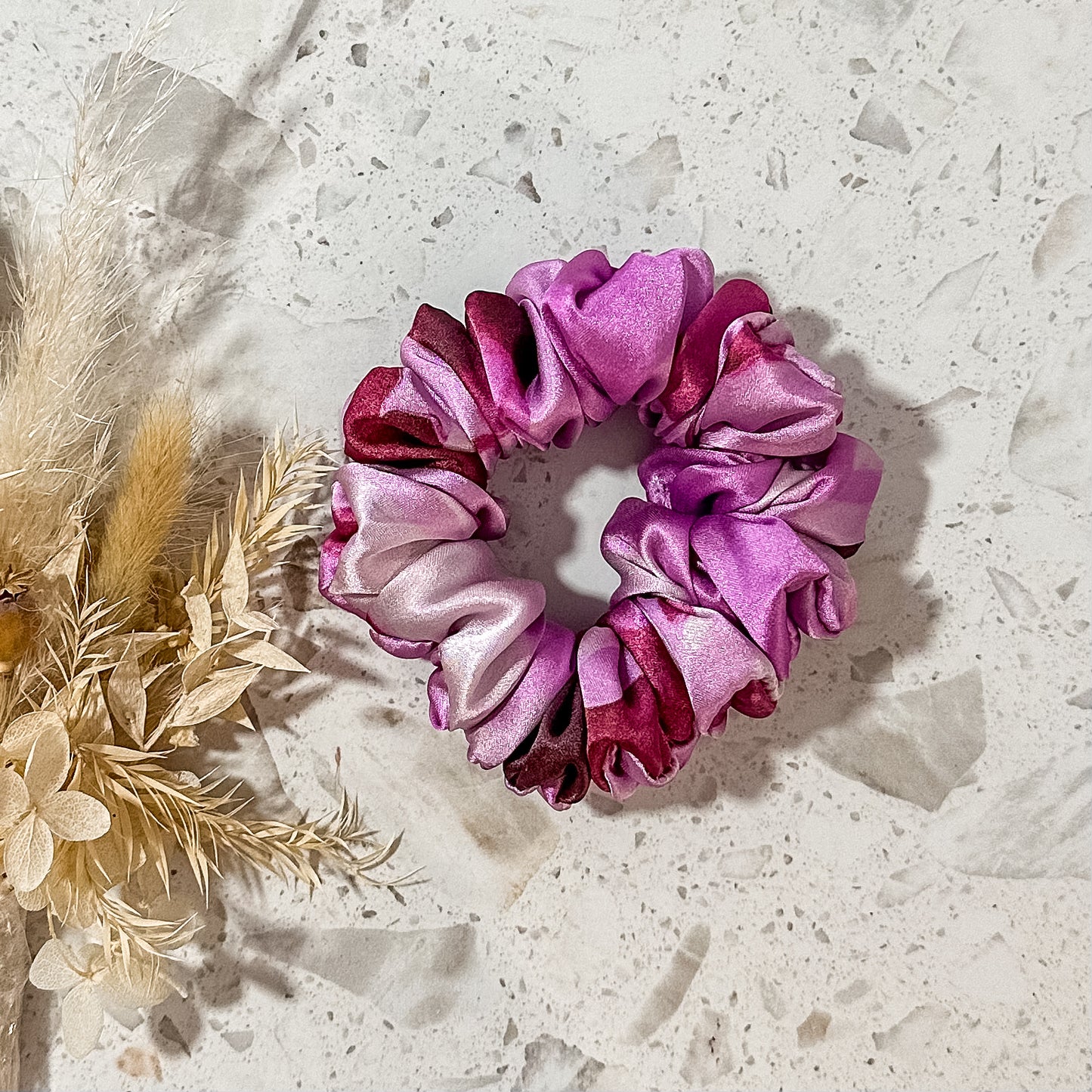 Satin Mini Scrunchies | Marble Pinks
