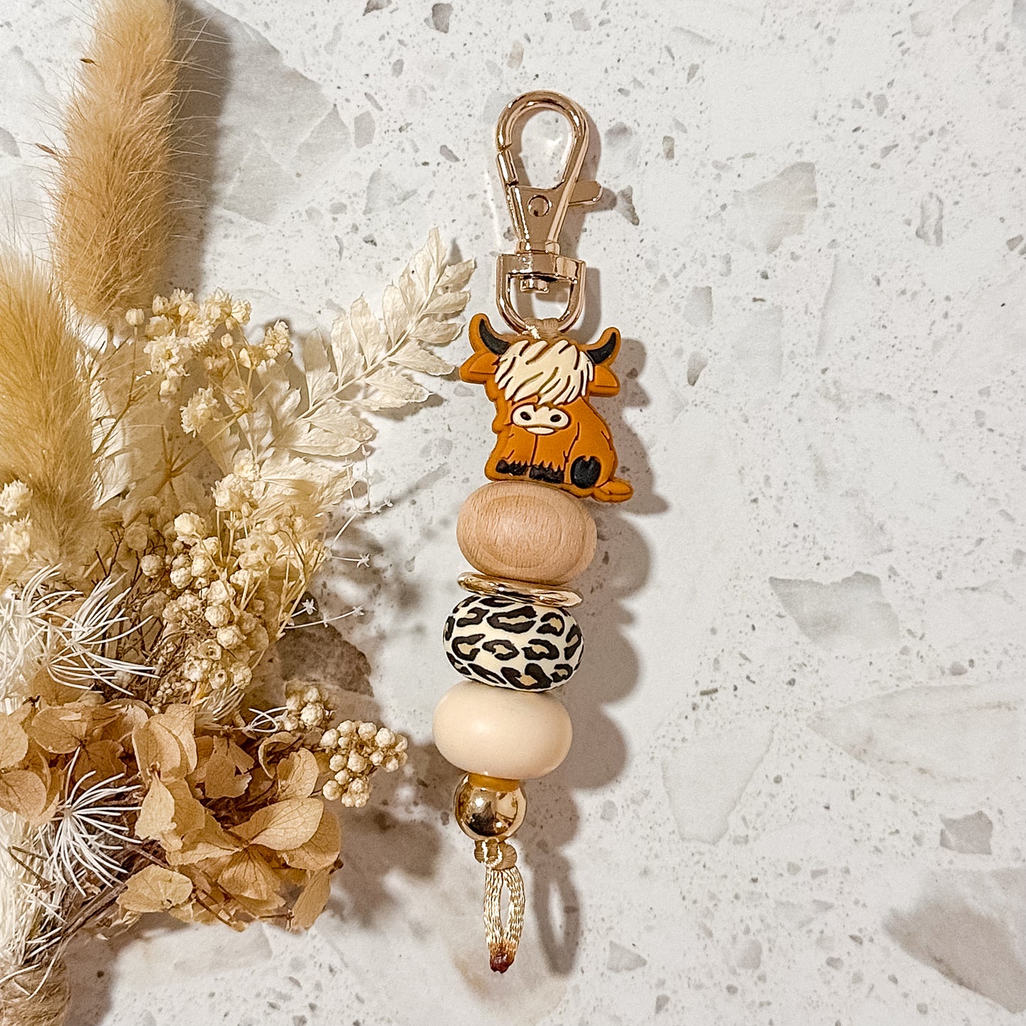 Highland Cow Keyring | Leopard | Brown