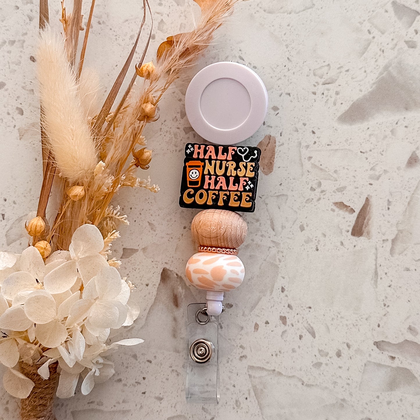 Half Nurse Half Coffee Badge Reel