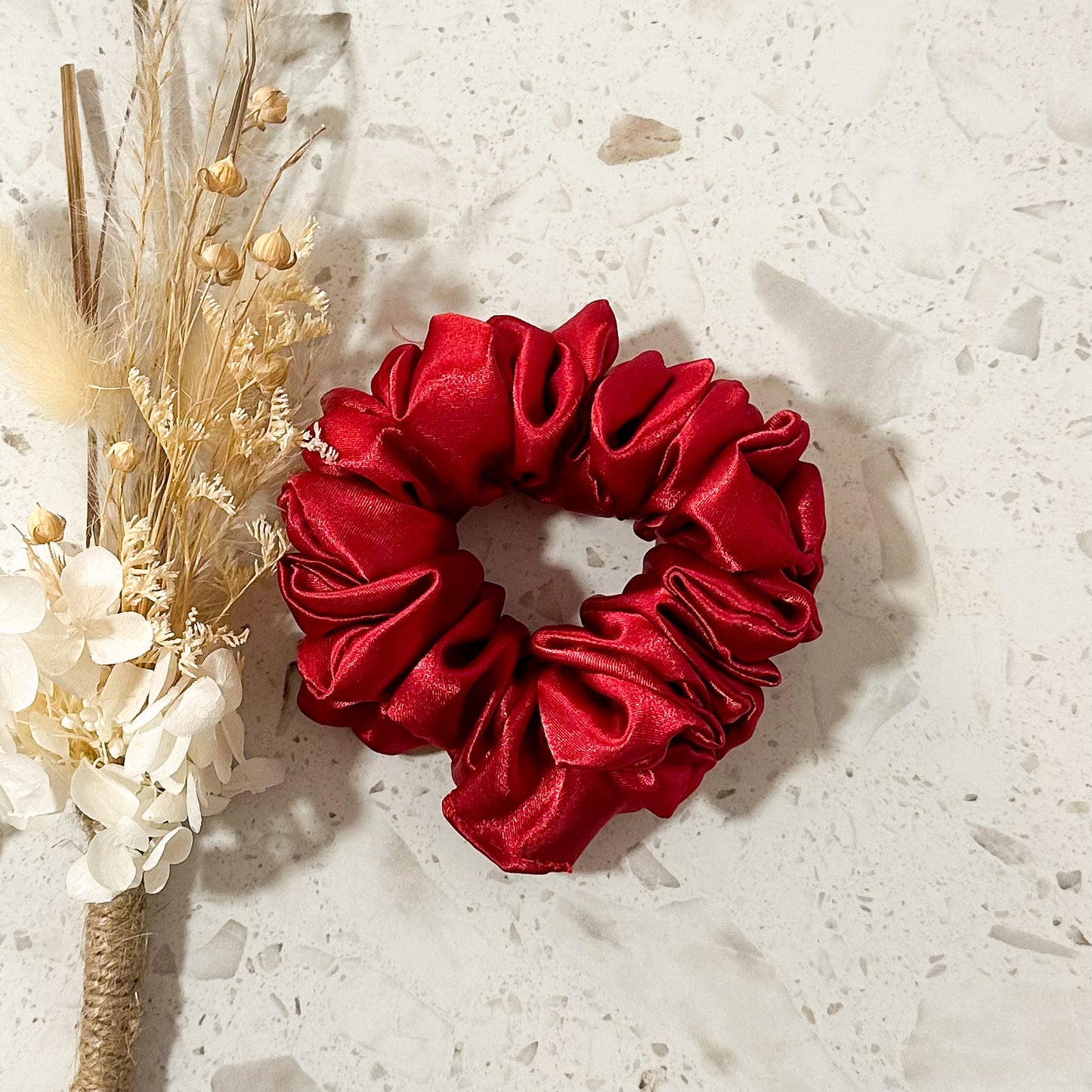 Mini Satin Scrunchies | Ruby Red