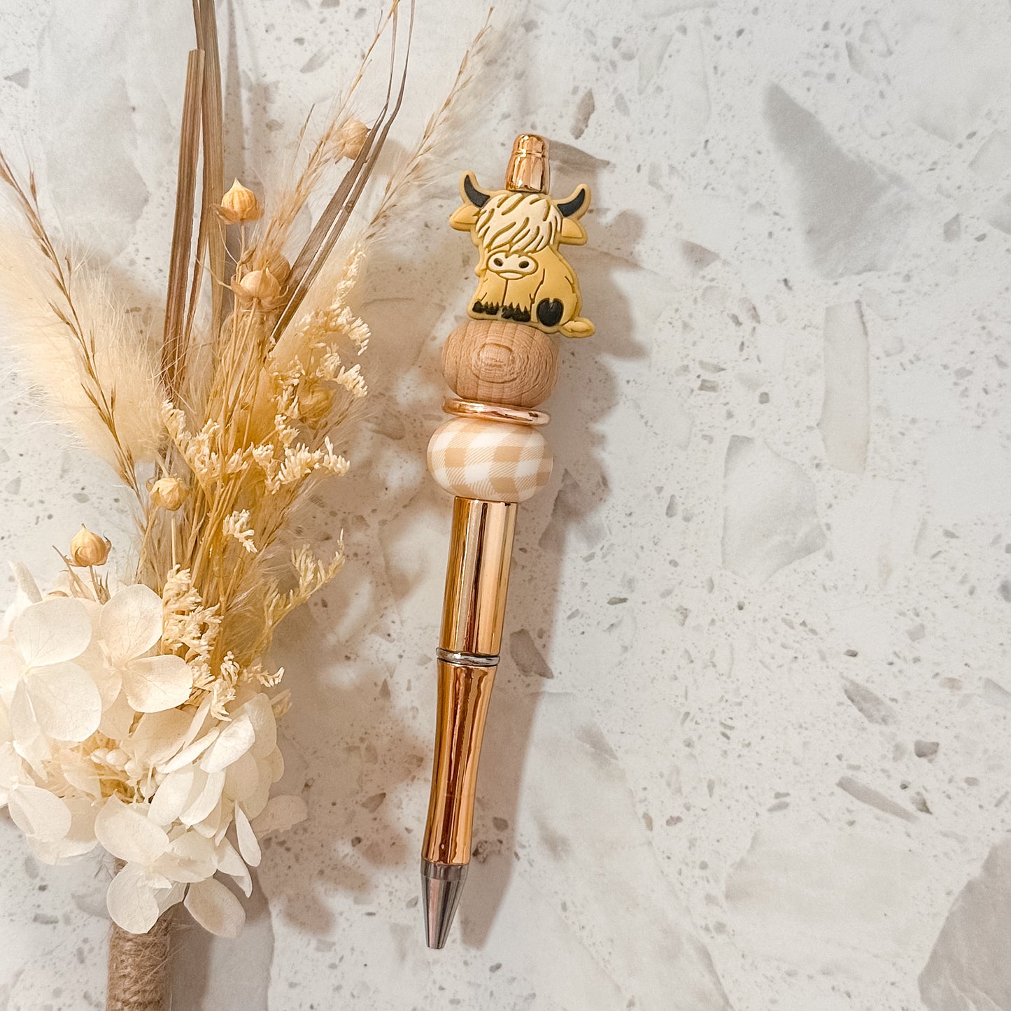 Highland Cow Pen | Beige Gingham