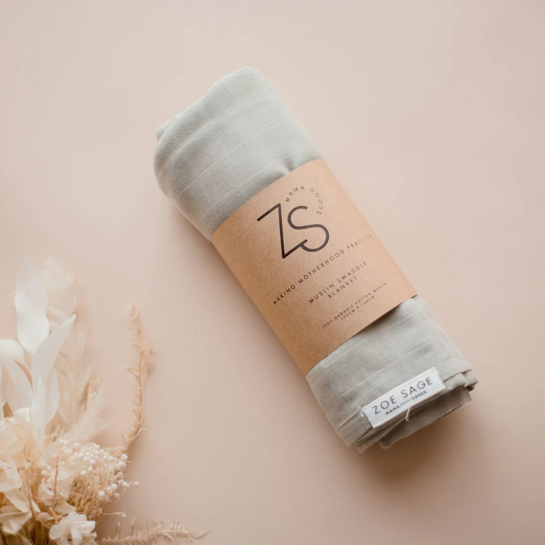 Organic Cotton Muslin Swaddle Wrap - Sage Green