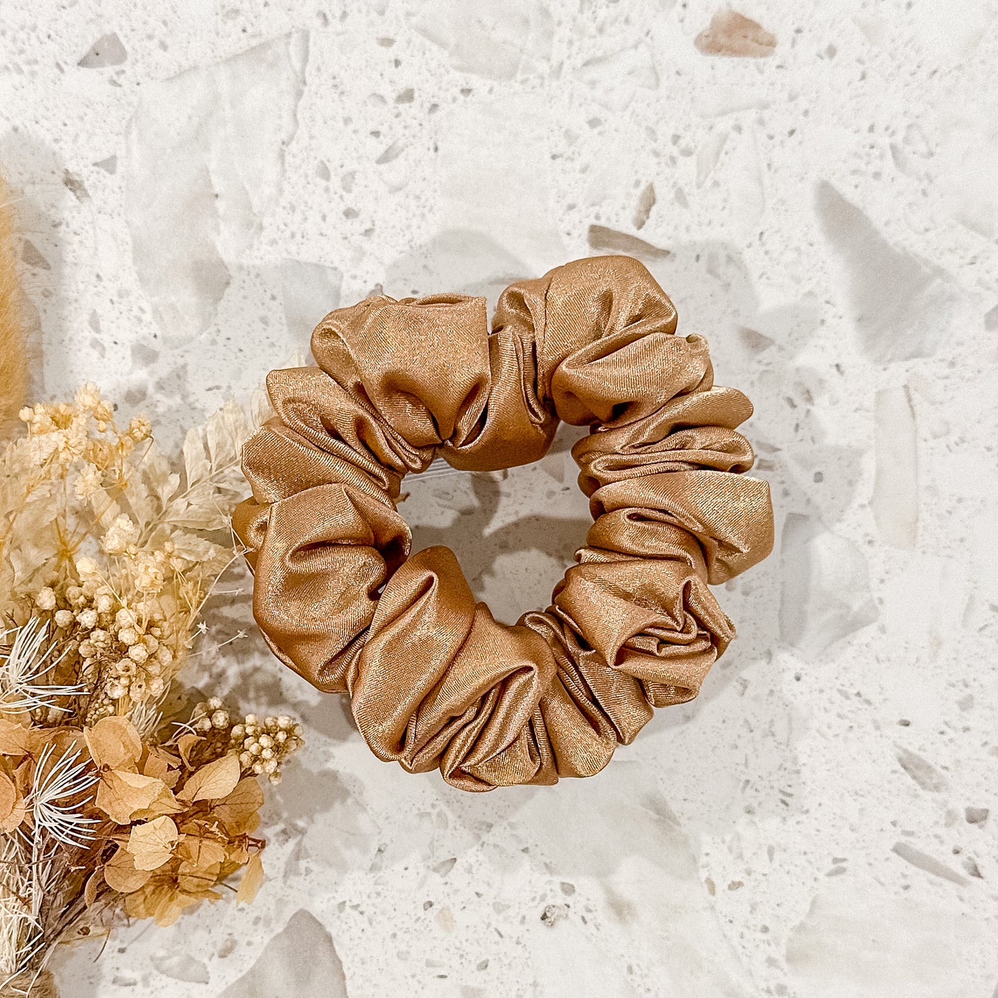 Satin Mini Scrunchies | Dark Gold