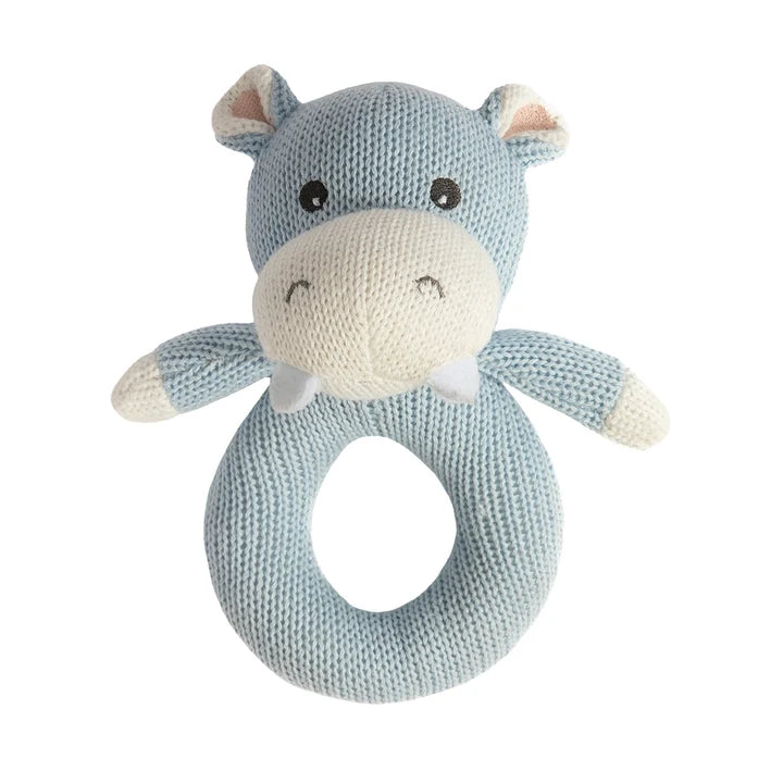 Knitted Ring Rattle - Henry the Hippo