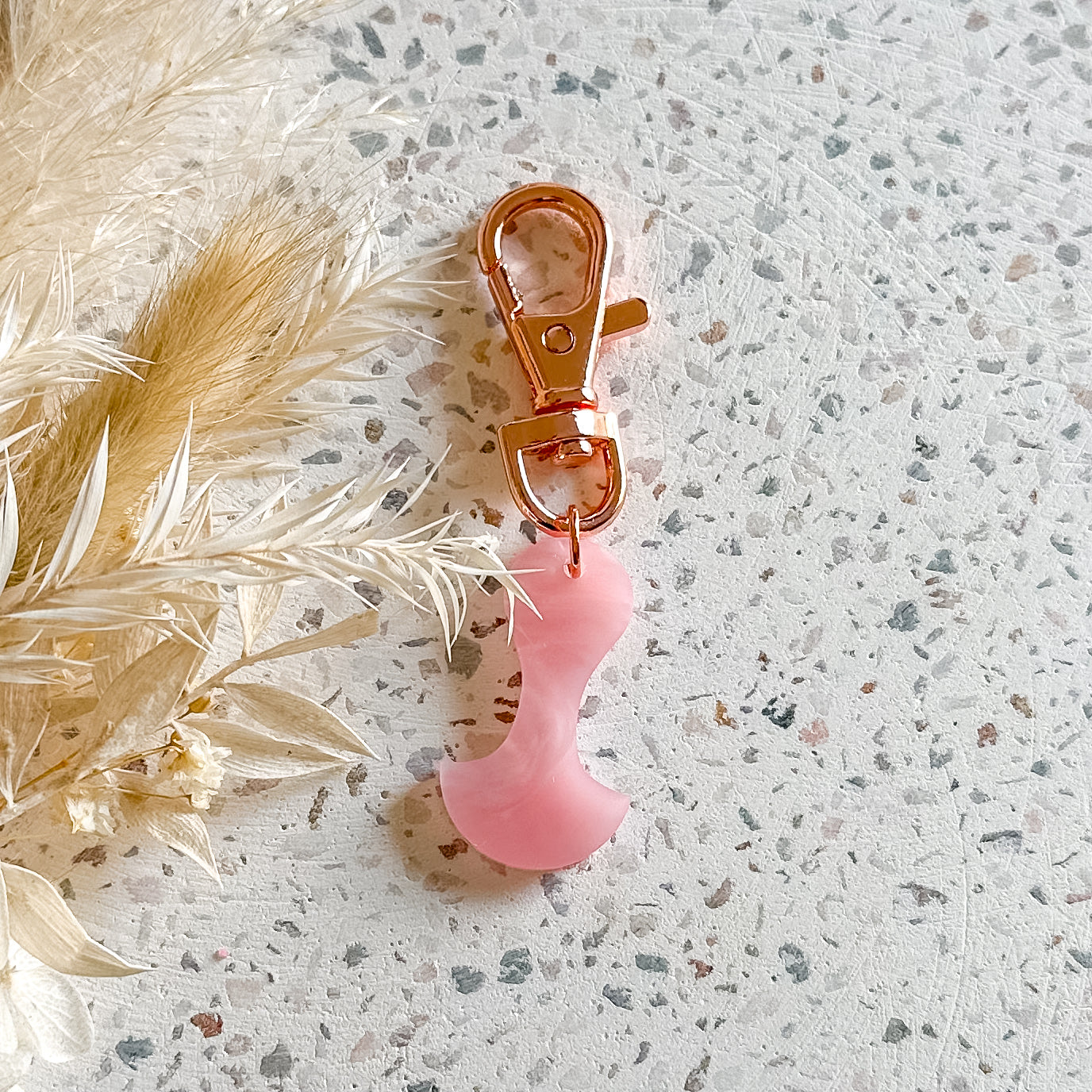 Pink Quartz Marble Trolley Token | Rose Gold Hardware