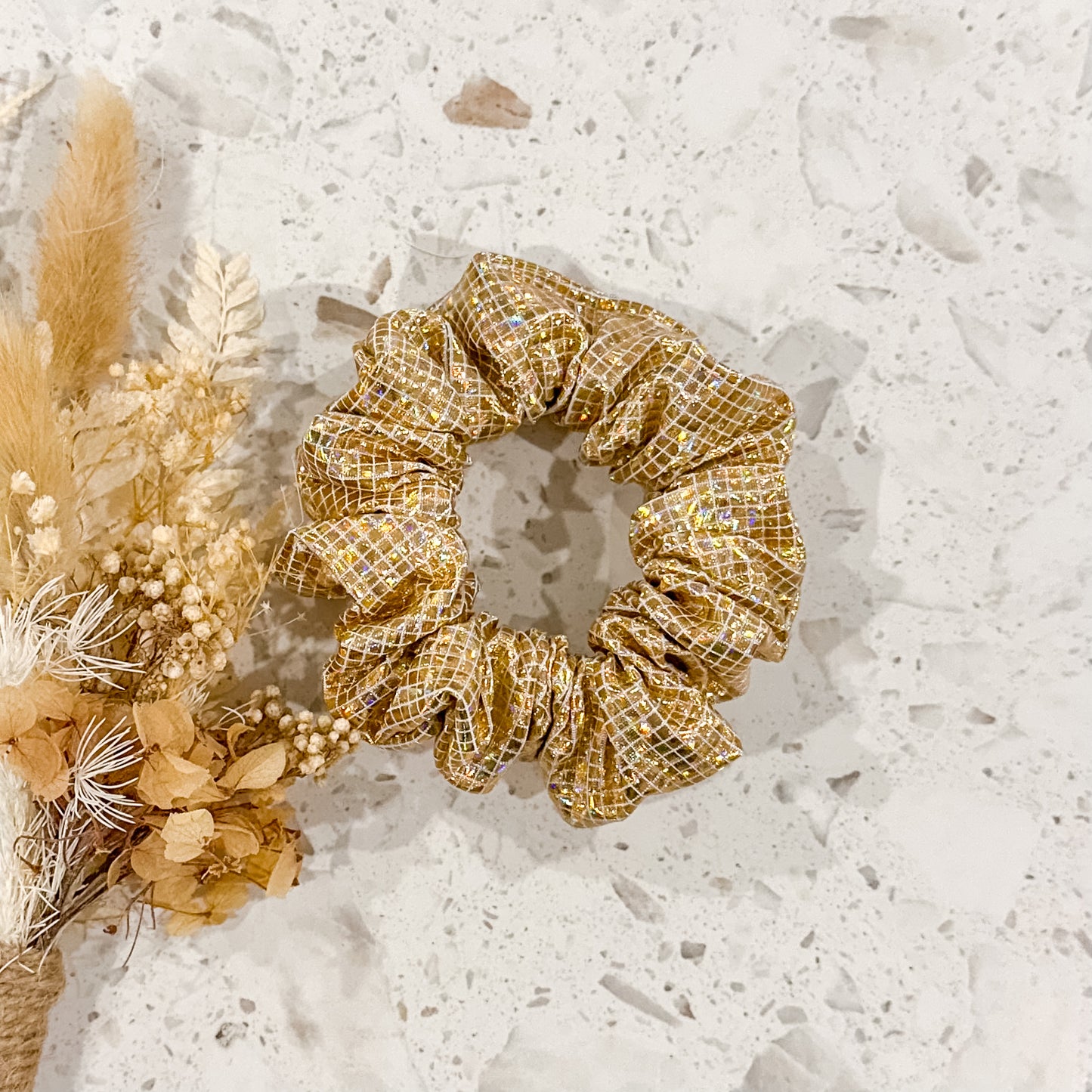 Mini Scrunchies | Holographic Gold Foil