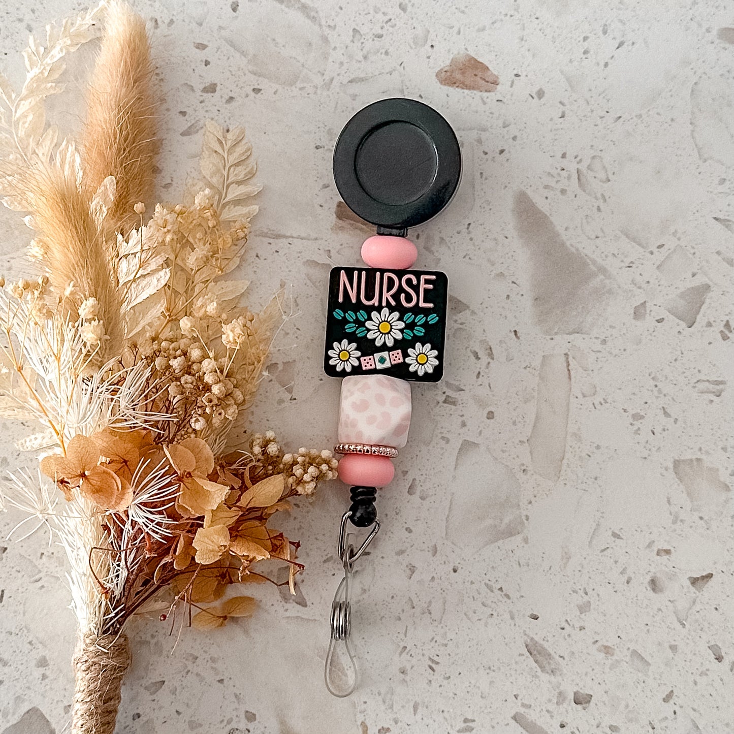 Nurse Badge Reel | Pink Moo