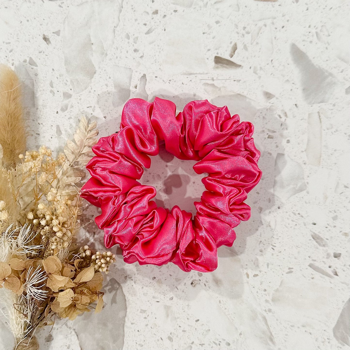 Satin Mini Scrunchies | Hot Pink
