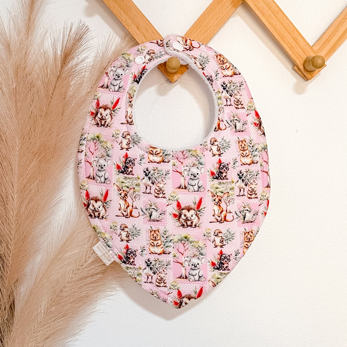 Aussie Animal Patchwork Bibs | Pink