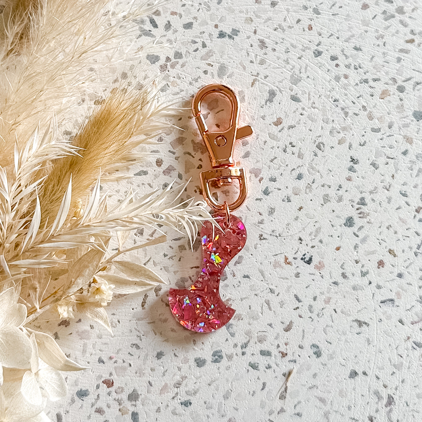 Chunky Rose Gold Glitter Trolley Token | Rose Gold Hardware
