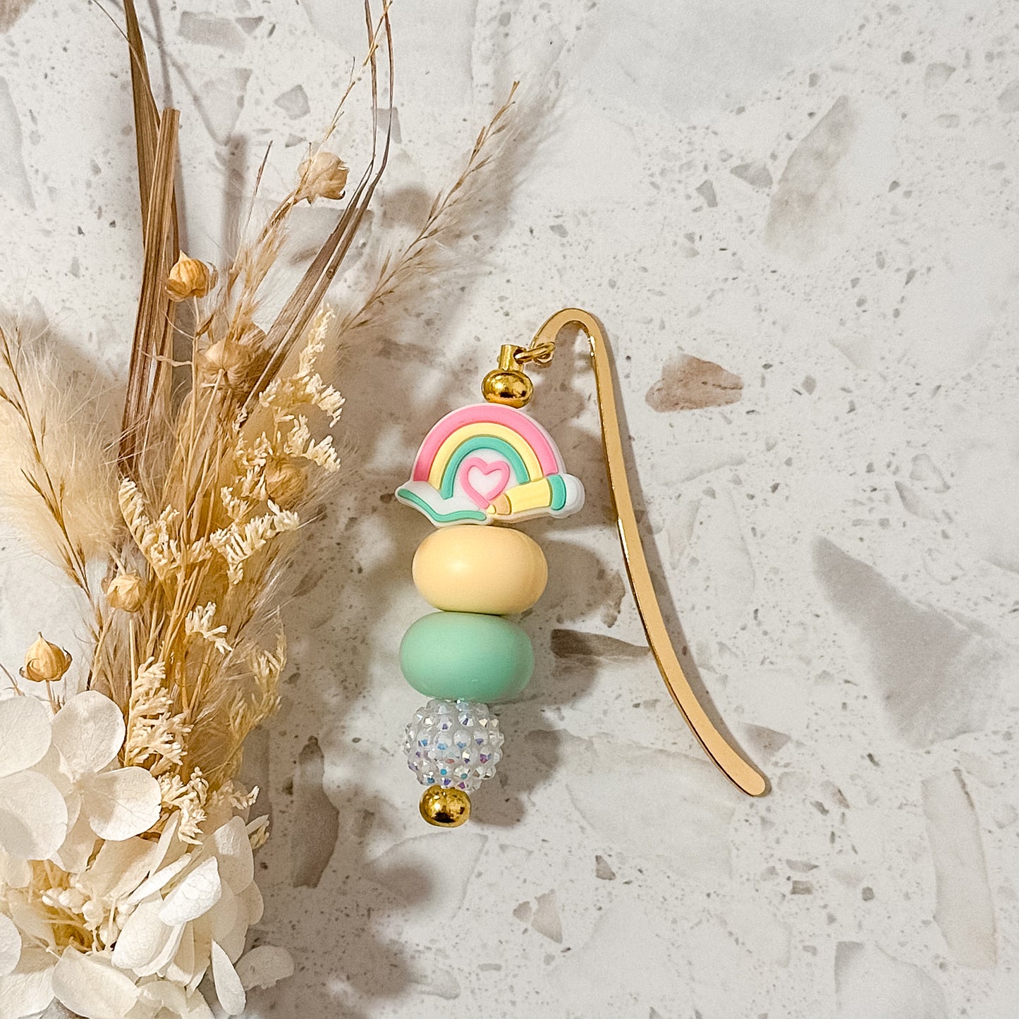 Silicone Bead Book Mark | Pastel Rainbow
