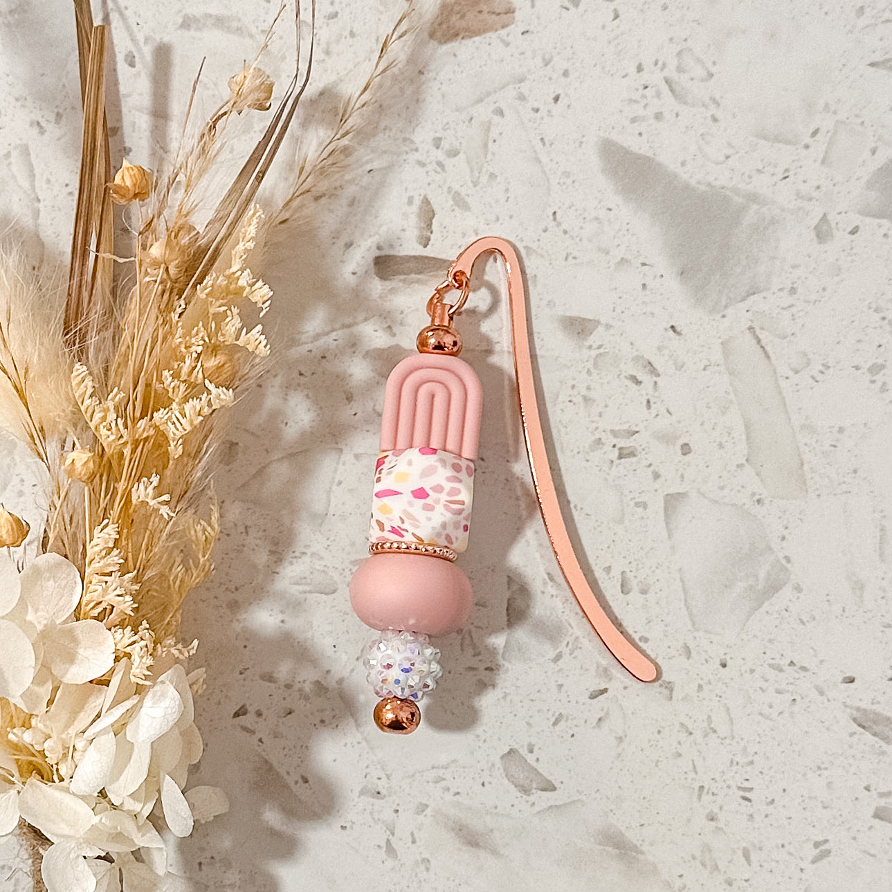 Silicone Bead Book Mark | Pink Rainbow