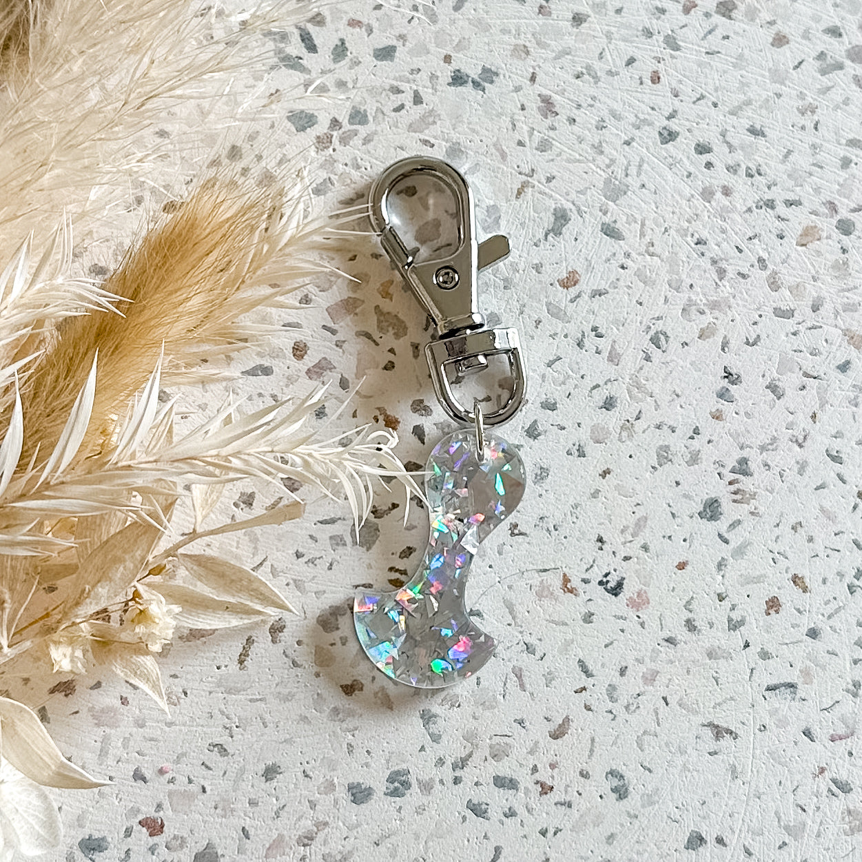 Chunky Holographic Glitter Trolley Token | Silver Hardware