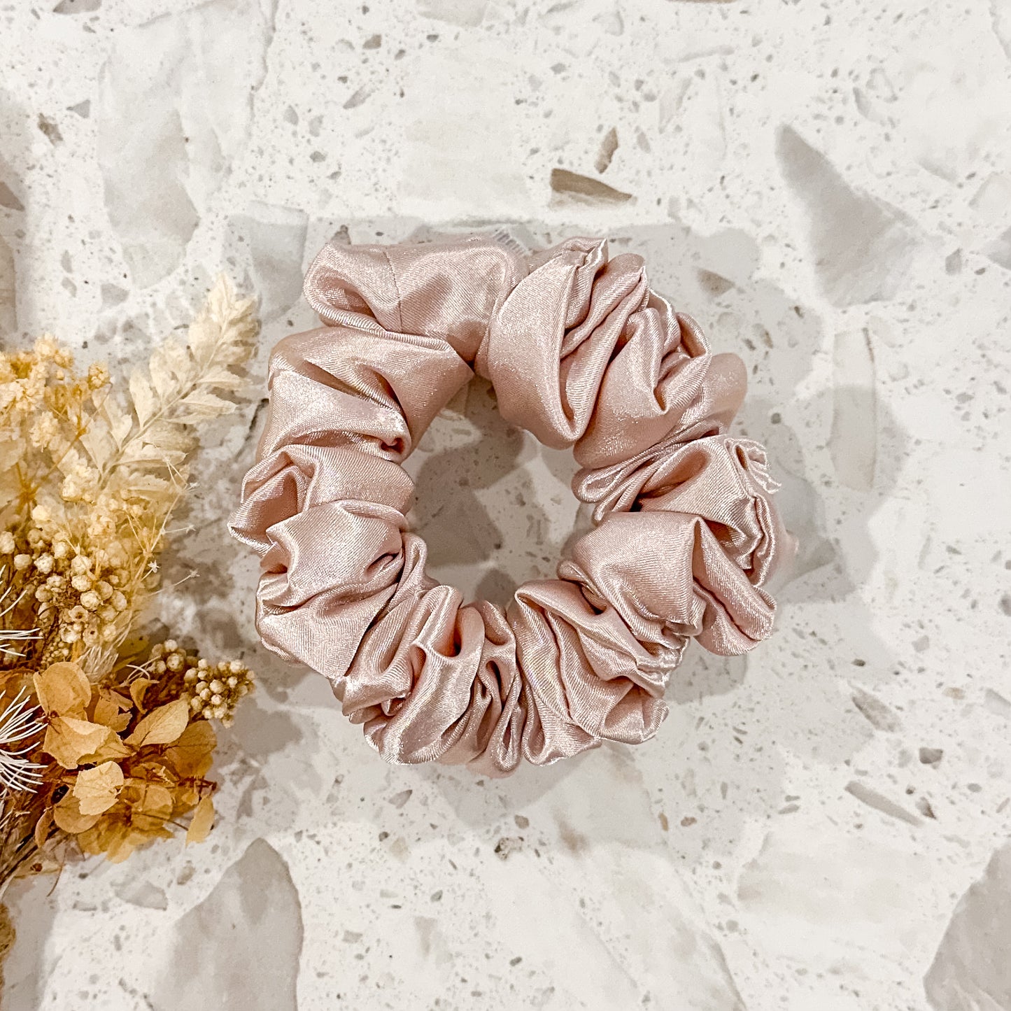 Satin Mini Scrunchies | Pink Champagne