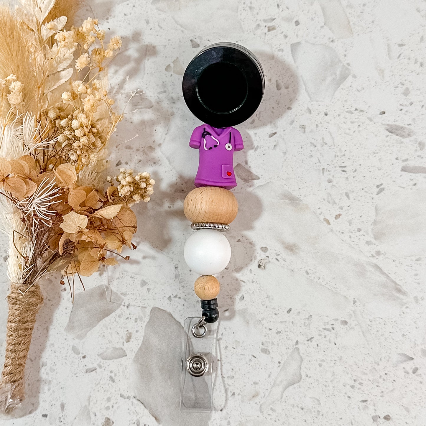 3D Scrubs Badge Reel | Purple