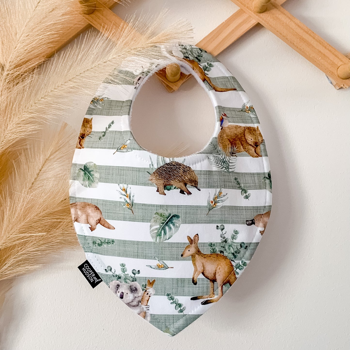 Australian Animal Bibs | Green Stripe