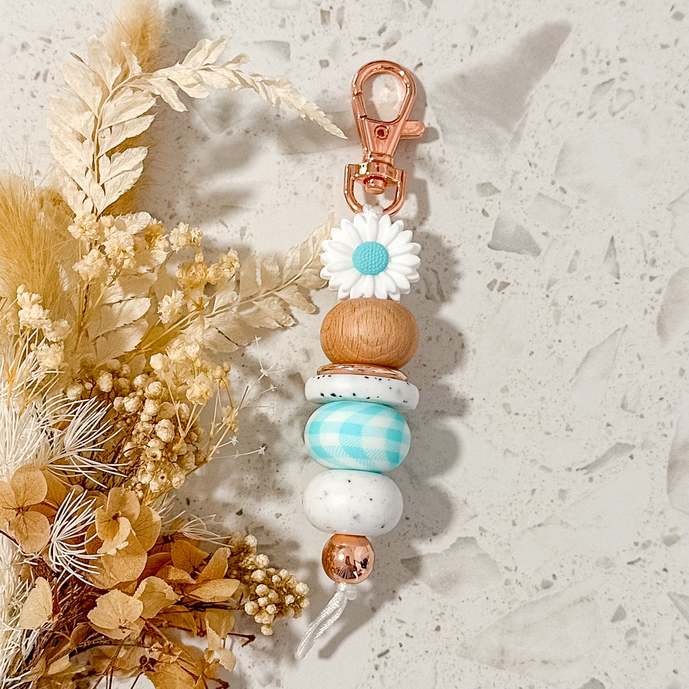 Gingham Bliss Keyring | Aqua