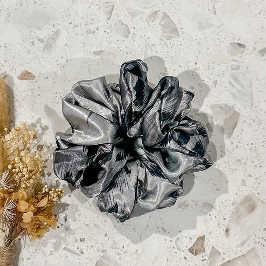 Satin Luxe Scrunchies | Grey Leopard