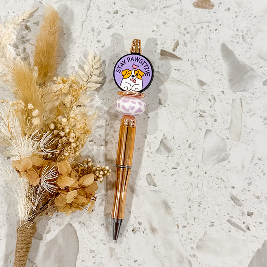 Stay Pawsitive Pen | Rose Gold | Purple