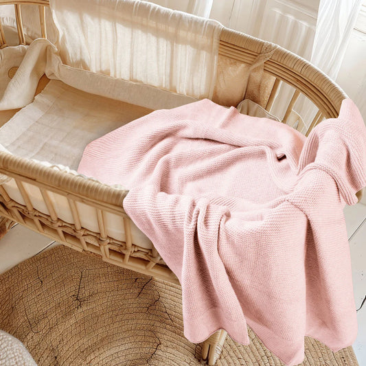 Cotton Classic Knit Baby Blanket -  Carousel Pink