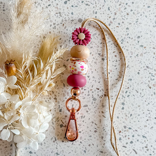 Violet Quartz Daisy Lanyard | Pink Terrazzo