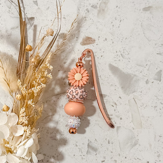 Silicone Bead Book Mark | Peach Daisy