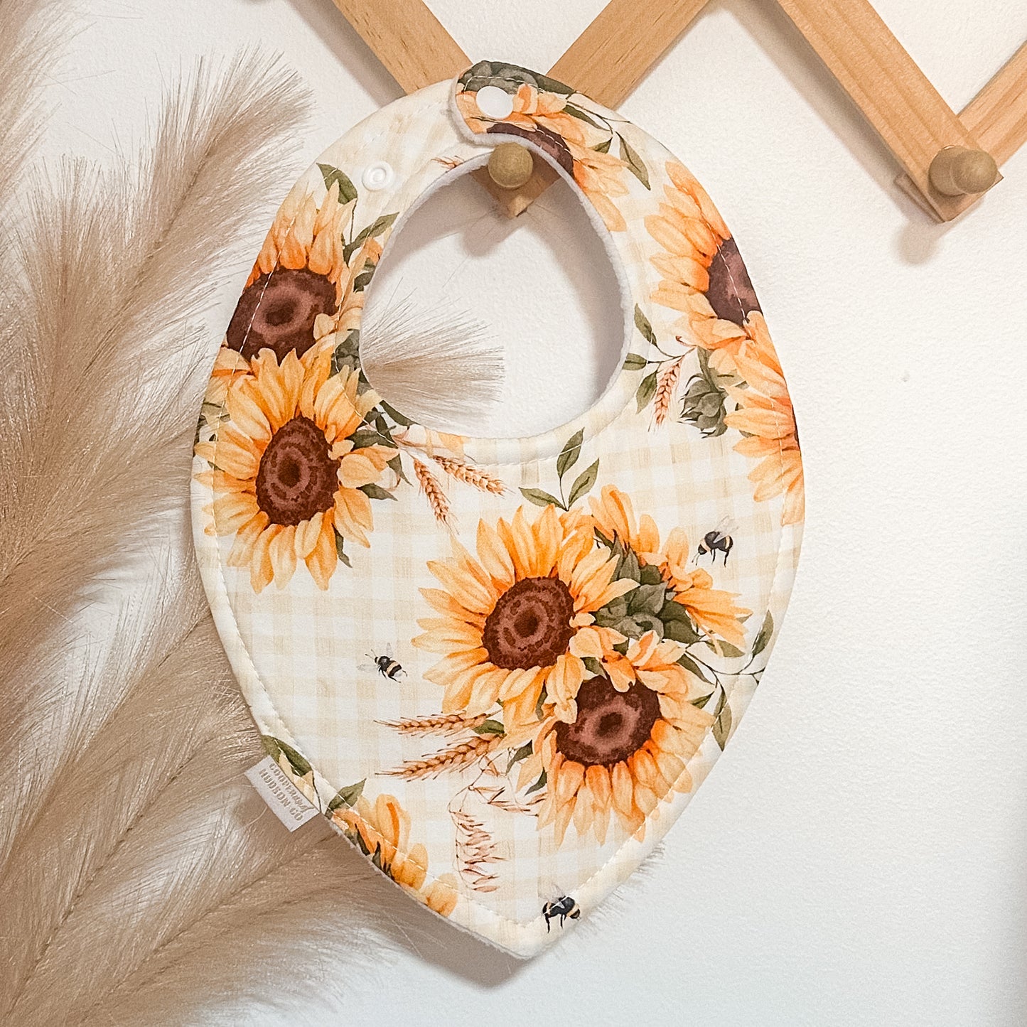 Gingham Sunflower Bibs