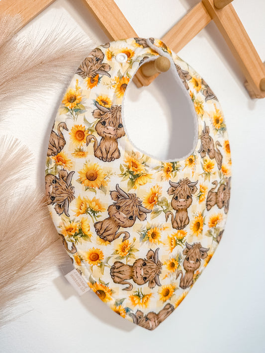 Highland Cow Bibs | Sunflower