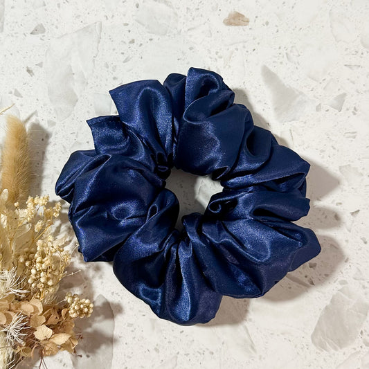 Luxe Satin Scrunchies | Navy