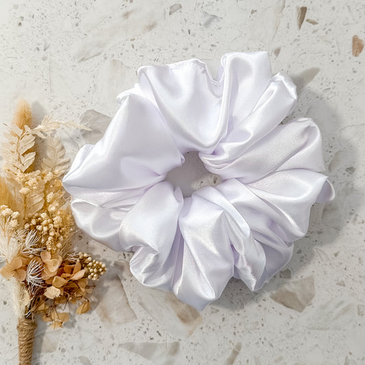 Mega Satin Scrunchies | White