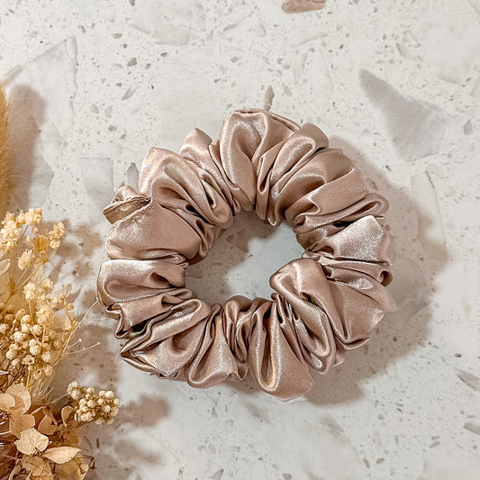 Mini Satin Scrunchies | Nude