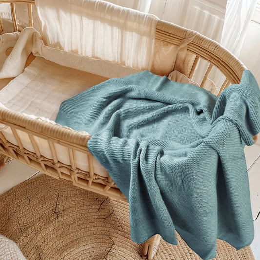 Cotton Classic Knit Baby Blanket - Mantis Green