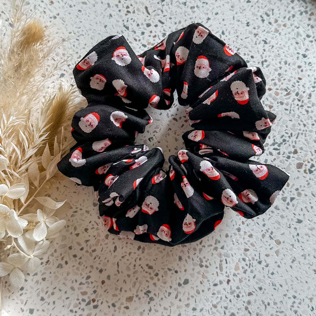 Mini Santa Head Luxe Scrunchies | Black