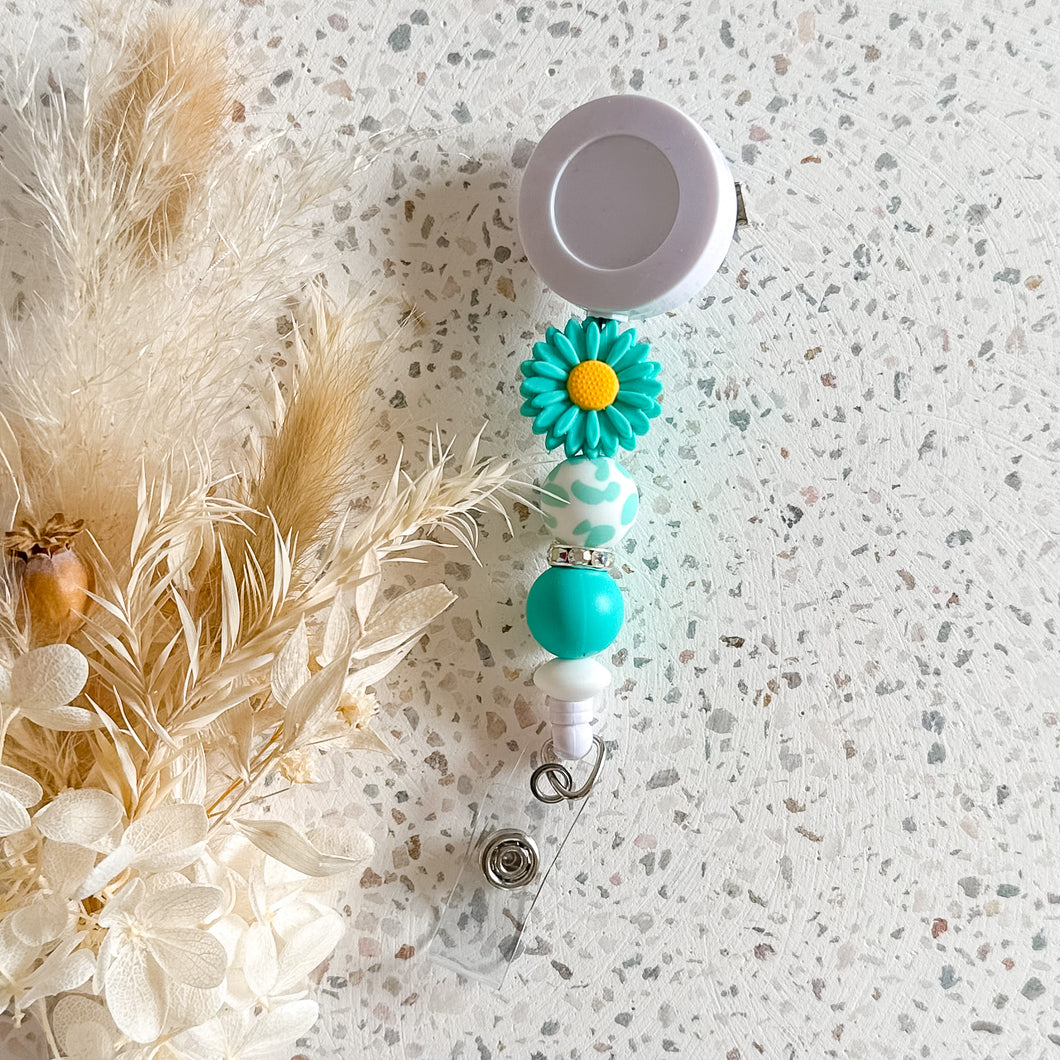 Turquoise Daisy Badge Reel