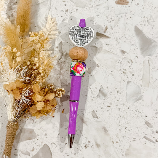 Heart Mother Pen | Purple Floral