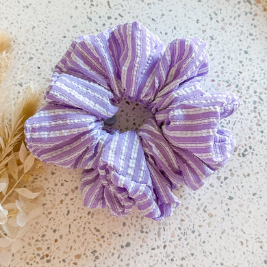 Stripe Luxe Scrunchies | Lilac & White