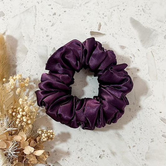 Mini Satin Scrunchies | Deep Purple
