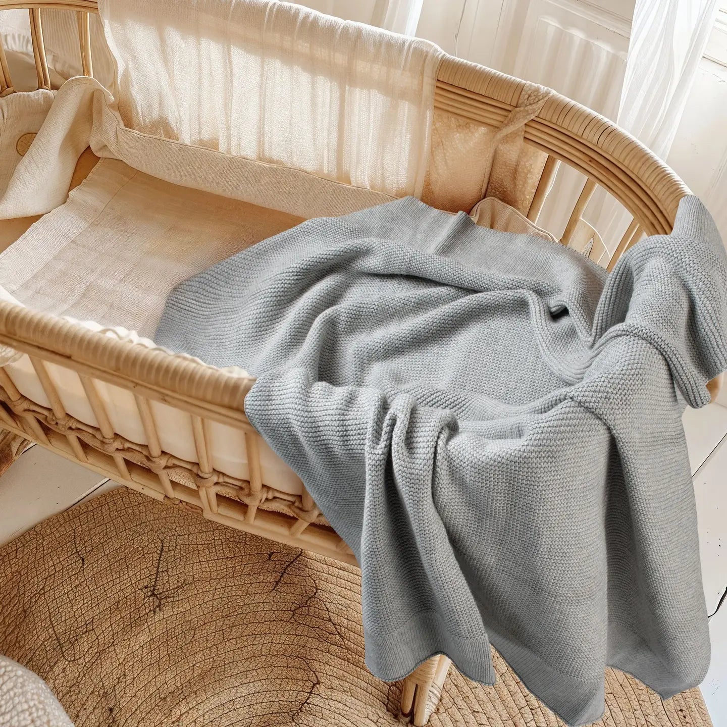Cotton Classic Knit Baby Blanket - Dove Grey