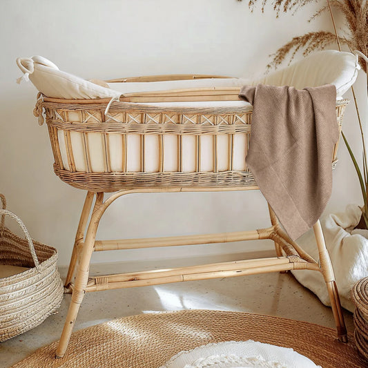 Cotton Classic Knit Baby Blanket -  Mocha