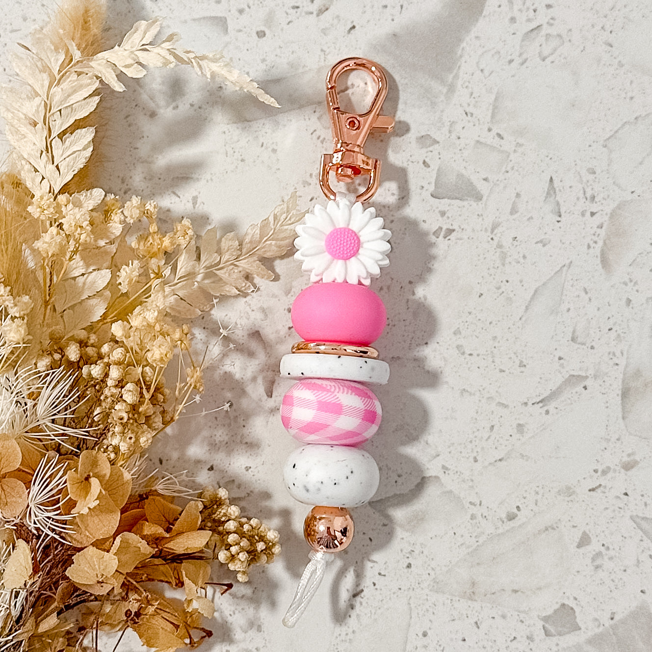 Gingham Bliss Keyring | Pink