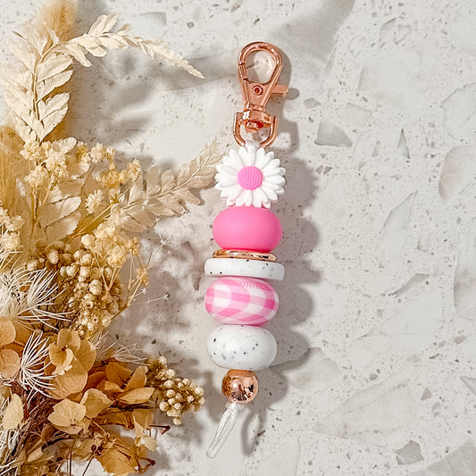 Gingham Bliss Keyring | Pink