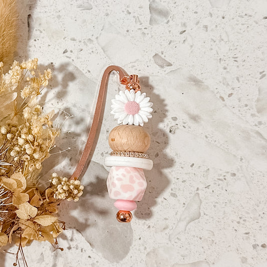 Silicone Bead Book Mark | Pink Daisy